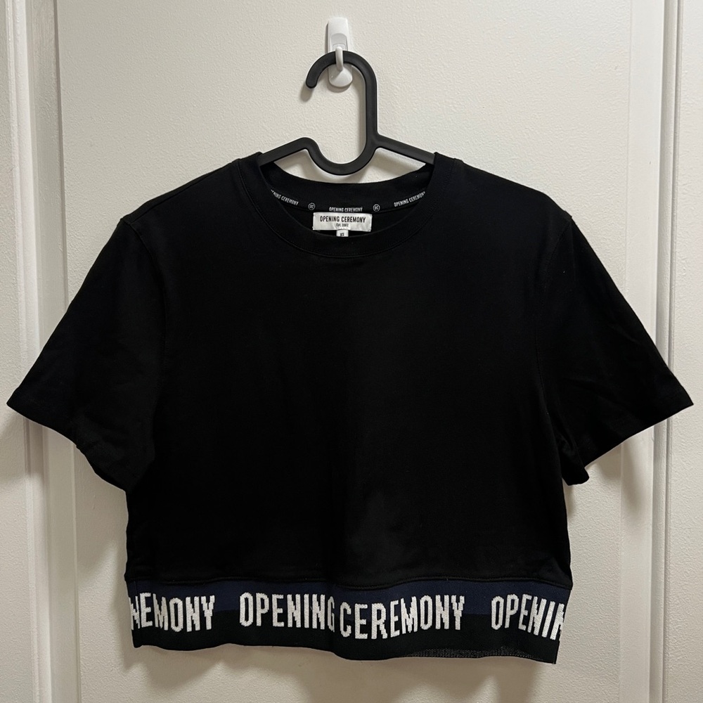 Opening Ceremony Black Crop T-Shirt Short Sleeve